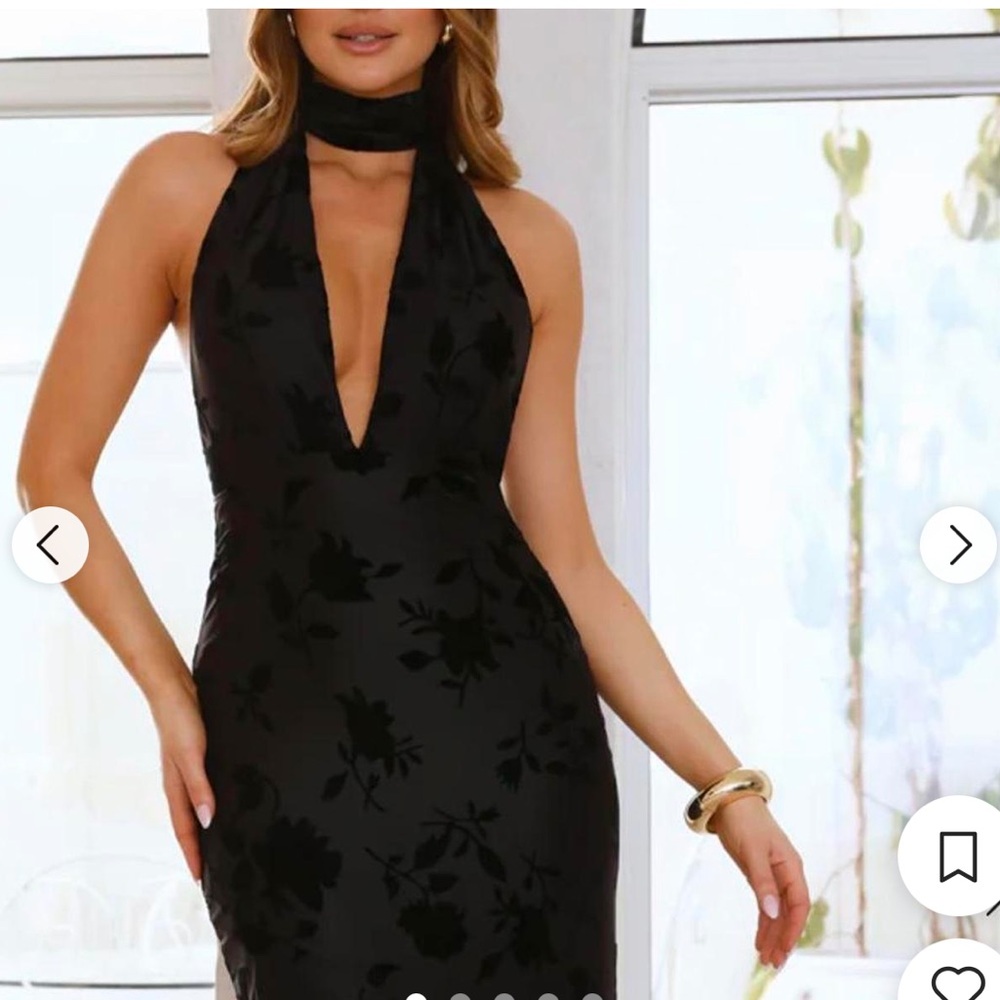 Hello Molly Shallow Love Black Plunge Floral Dress